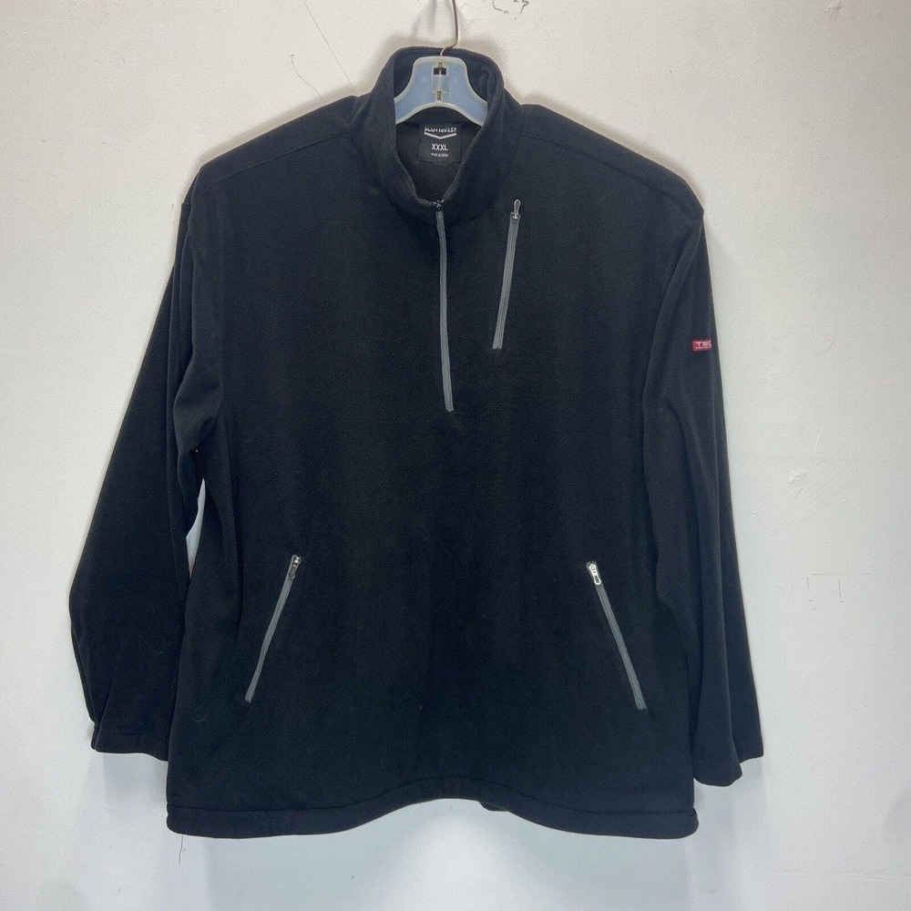 SCOTTeVEST Sweater Mens 3XL Black 1/4 Zip Outdoor Pockets Fleece Hiking Logo